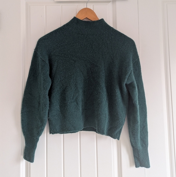 Aritzia Babaton Forest Green Luxe 2 Ply Cashmere Sweater Kath Mockneck Size 2XS - Picture 3 of 9